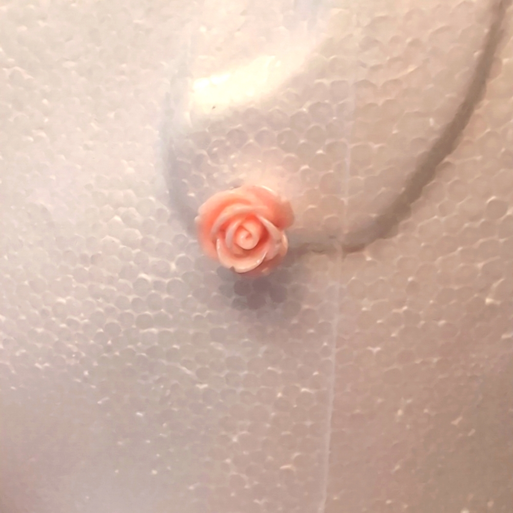 Pink Blooming Rose Stud Earrings